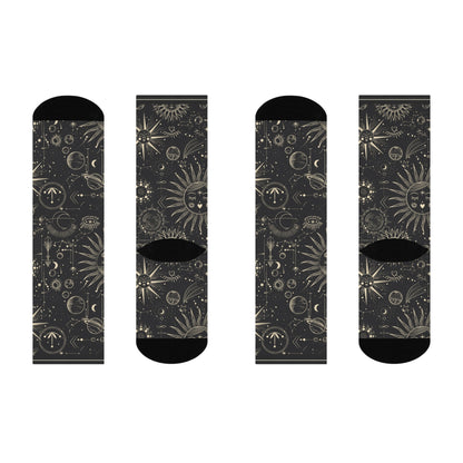 Celestial Socks Astrology Unisex Adult Stretchy Mid Calf Original Atlas Wanderlust