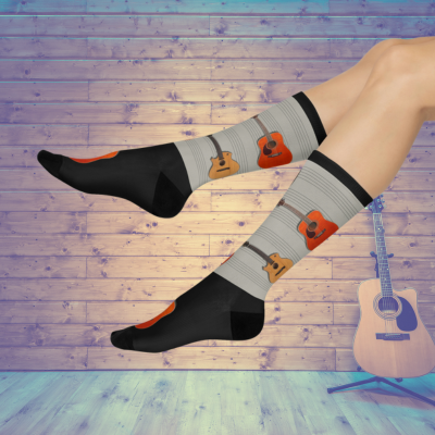 Lifestyle View Sock with wooden acoustic guitars