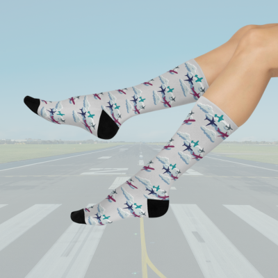 Airplane Socks Unisex Adult Stretchy Mid Calf Original Atlas Wanderlust
