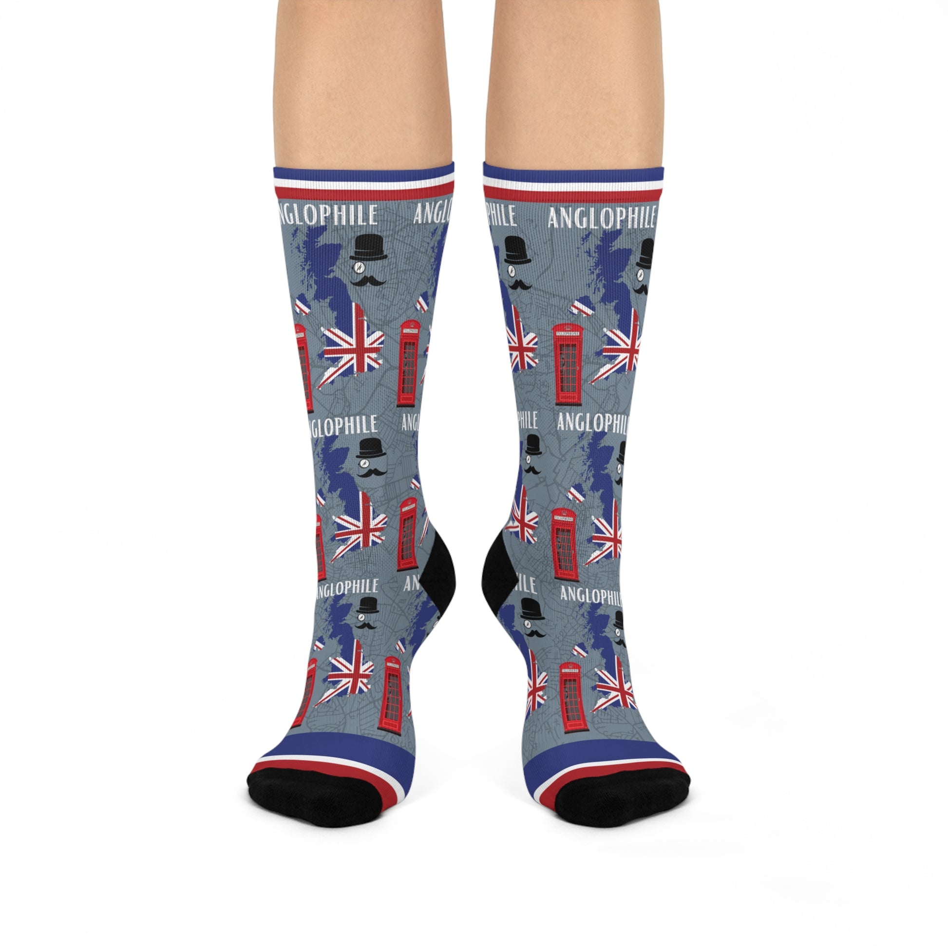 Anglophile unisex socks featuring an England British flag design in one size