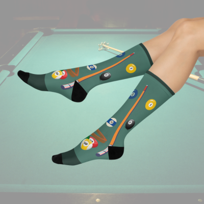 Billiards Socks! Pool Table Hustle Unisex Adult Stretchy Mid Calf Original Atlas Wanderlust