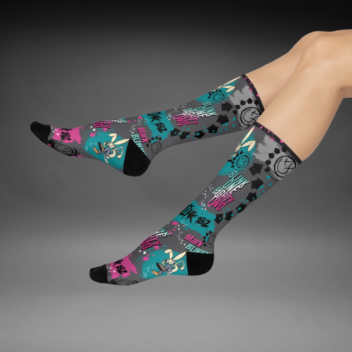 Blink 182 Socks, Mark Blinked Unisex Adult Mid Calf Atlas Wanderlust