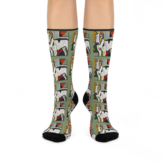 Bull Terrier Socks Picasso Style Unisex Adult Stretchy Mid Calf Original Atlas Wanderlust