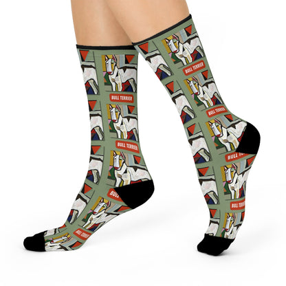 Bull Terrier Socks Picasso Style Unisex Adult Stretchy Mid Calf Original Atlas Wanderlust
