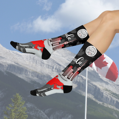Canada socks landmark red black white