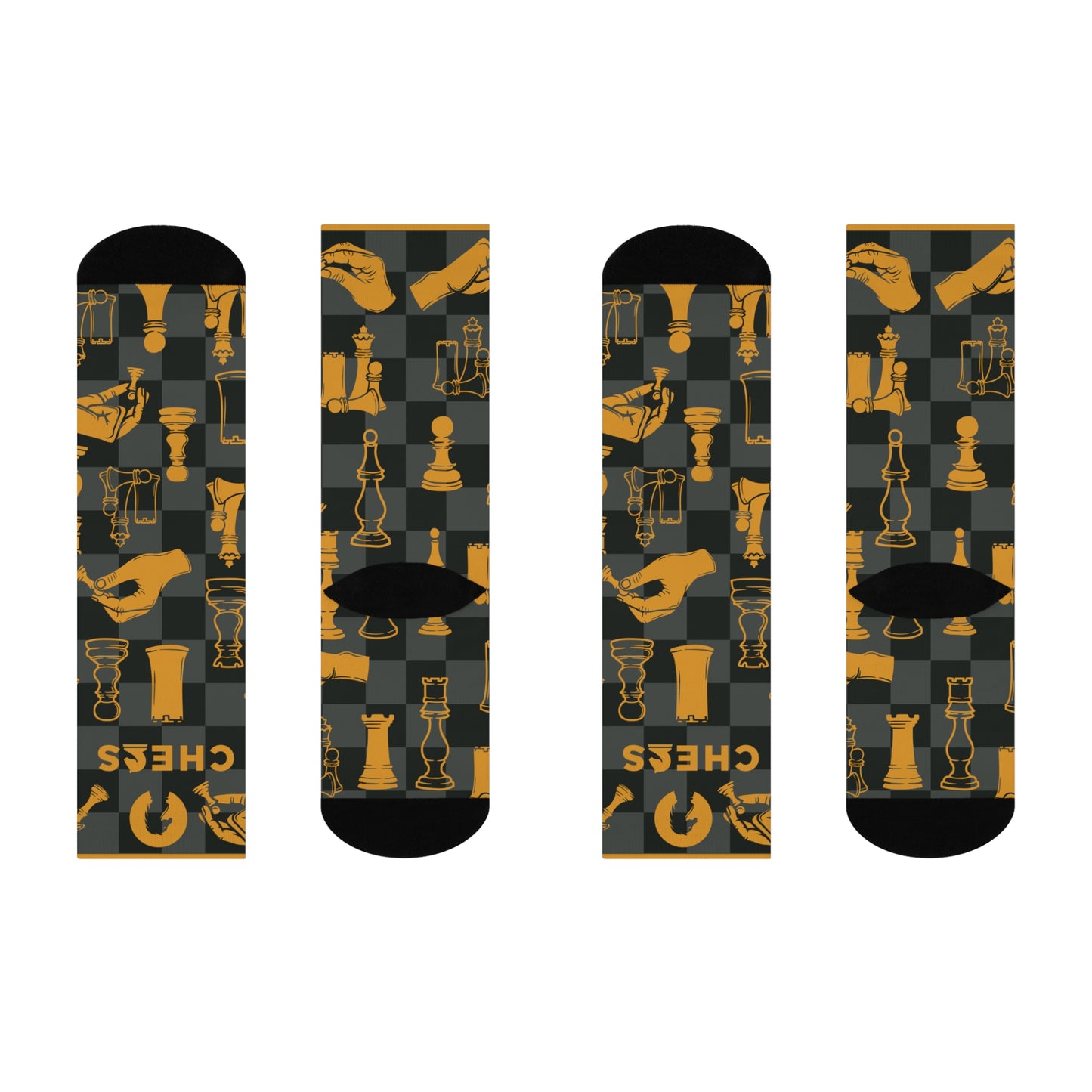 Chess socks grey orange modern chess design flat view left right