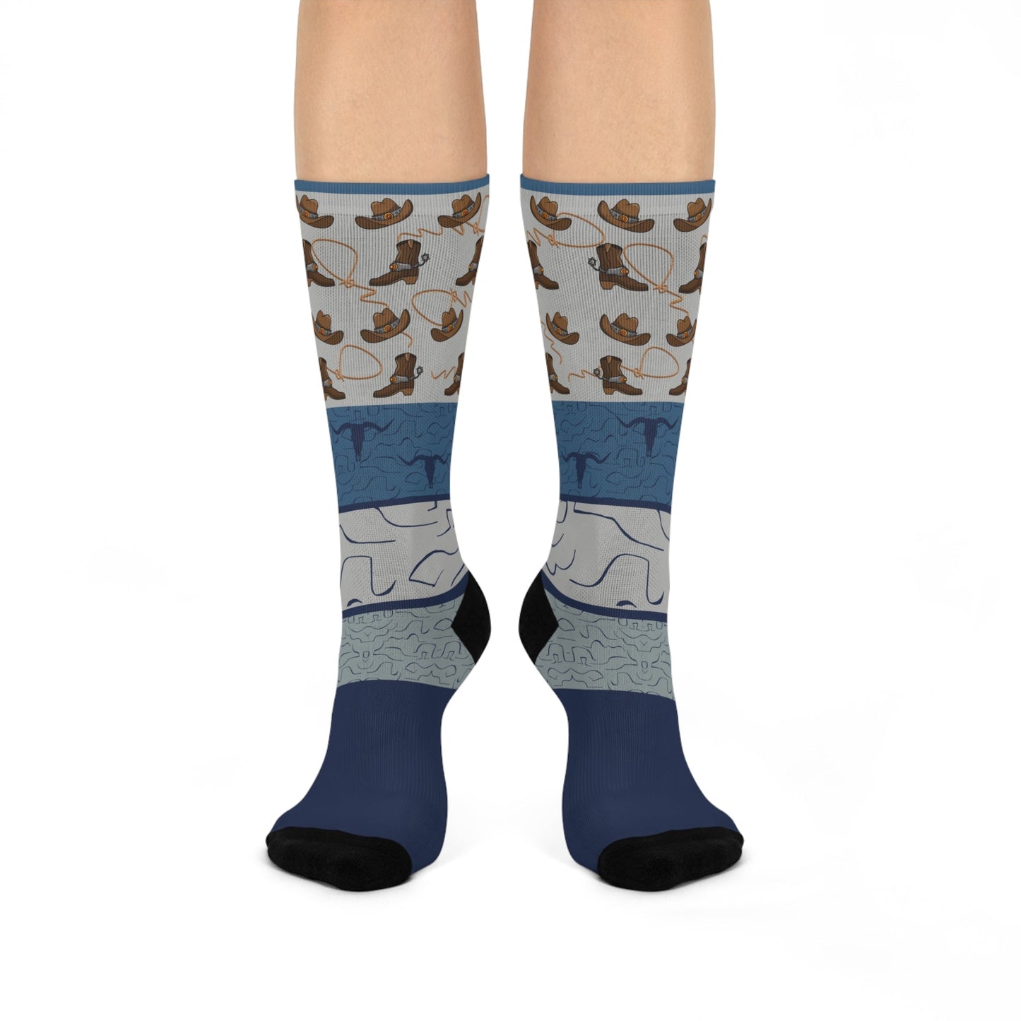 Cowboy Socks Rancher Unisex Adult Stretchy Mid Calf Original Atlas Wanderlust
