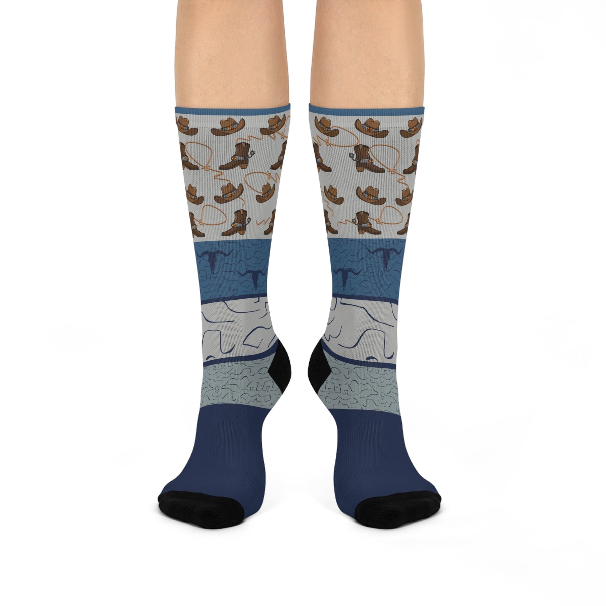 Cowboy Socks Rancher Unisex Adult Stretchy Mid Calf Original Atlas Wanderlust