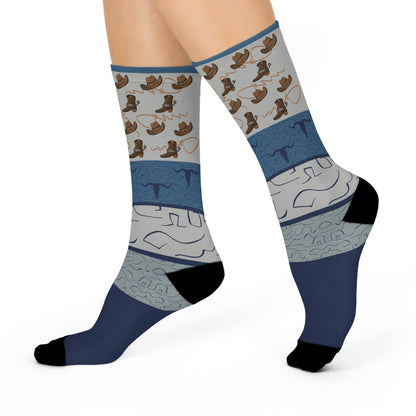 Cowboy Socks Rancher Unisex Adult Stretchy Mid Calf Original Atlas Wanderlust