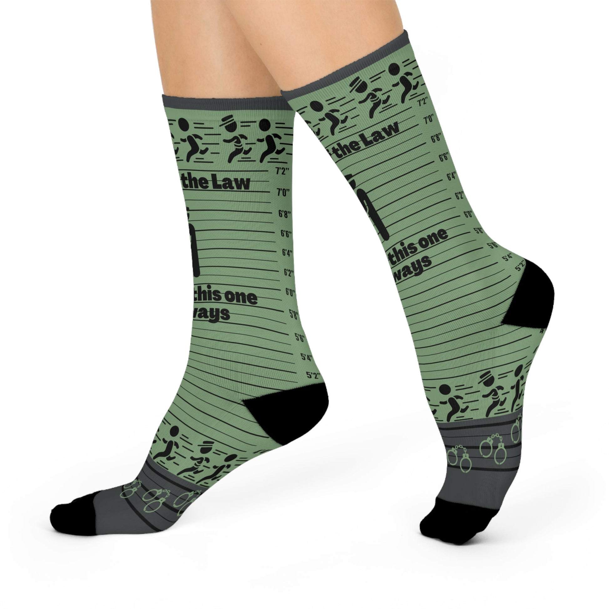 Jailbird Police Socks, Unisex One Size Mid-Calf Crew Atlas Wanderlust
