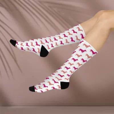 Dachshund Socks, Preppy Pink Blush Silhouette Atlas Wanderlust