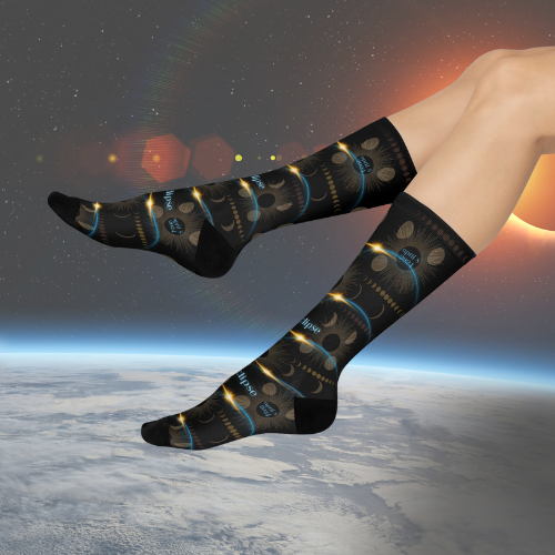 Solar Eclipse Crew Socks, April 8 2024 Exclusive! Atlas Wanderlust