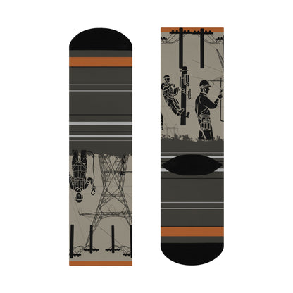 Electrician Socks Power Lines Unisex Adult Stretchy Mid Calf Original Atlas Wanderlust