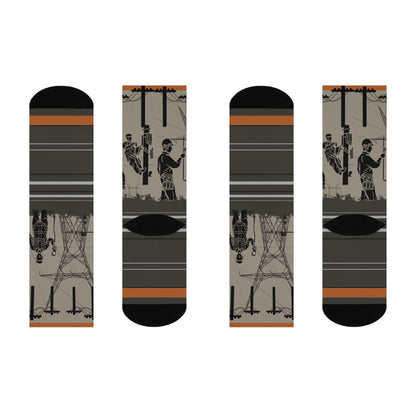 Electrician Socks Power Lines Unisex Adult Stretchy Mid Calf Original Atlas Wanderlust