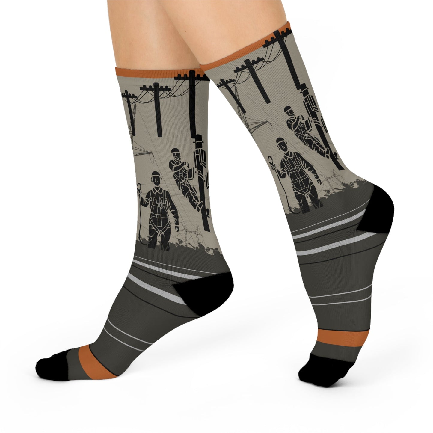 Electrician Socks Power Lines Unisex Adult Stretchy Mid Calf Original Atlas Wanderlust