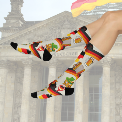 German Socks Pretzels Unisex Adult Stretchy Mid Calf Original Atlas Wanderlust