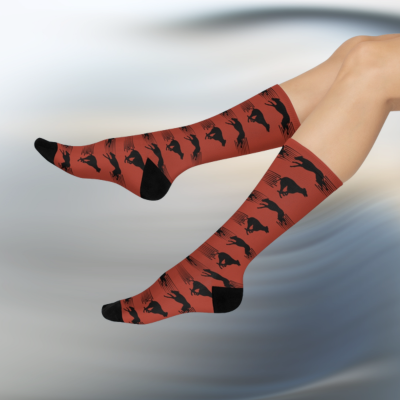 Greyhound Whippet Socks Burnt Orange Unisex Adult Stretchy Mid Calf Original Atlas Wanderlust