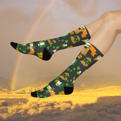 Ireland Socks Luck of the Irish Unisex Adult Stretchy Mid Calf Original Atlas Wanderlust