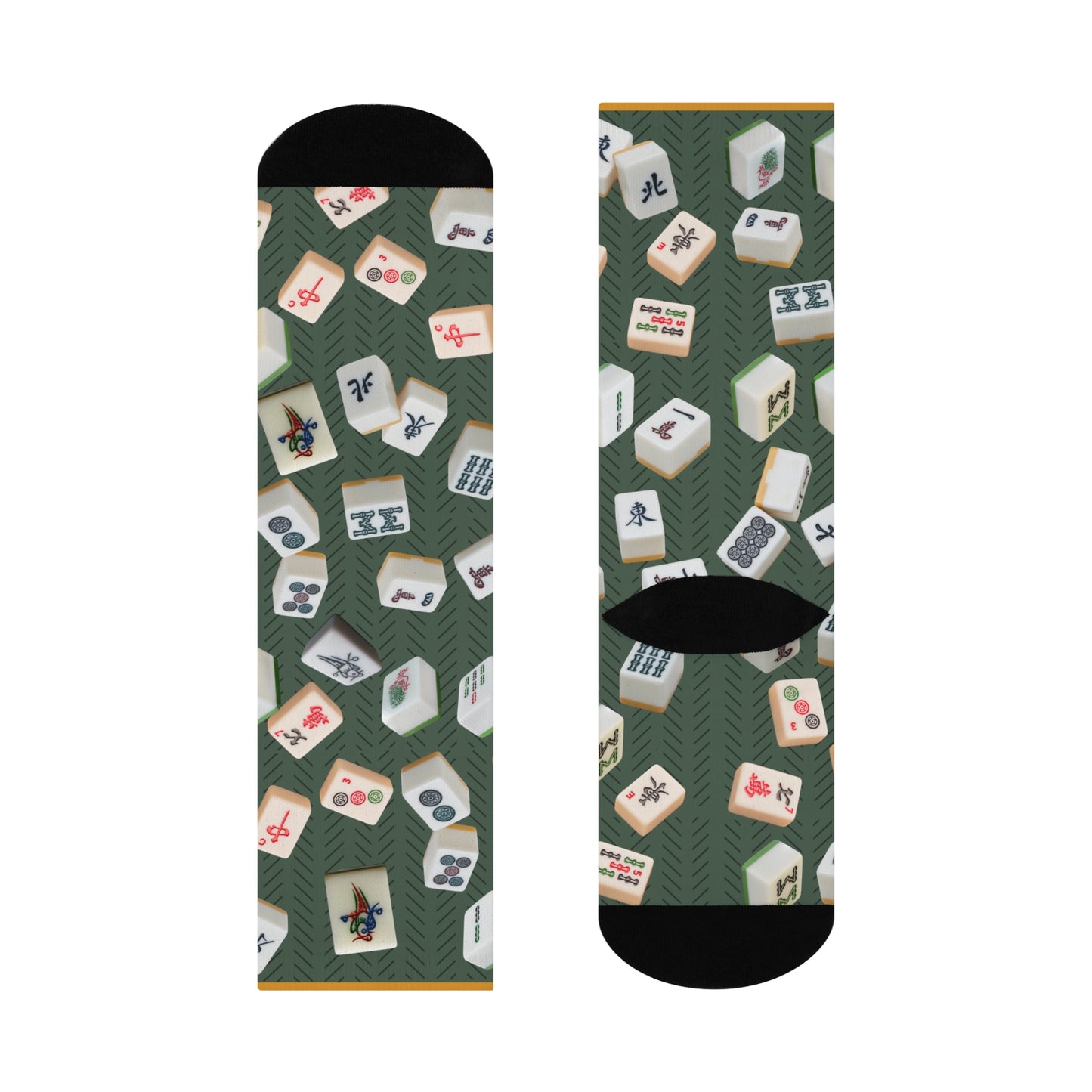 Colorful mahjong crew socks with a unisex design inspired by the classic mahjong game