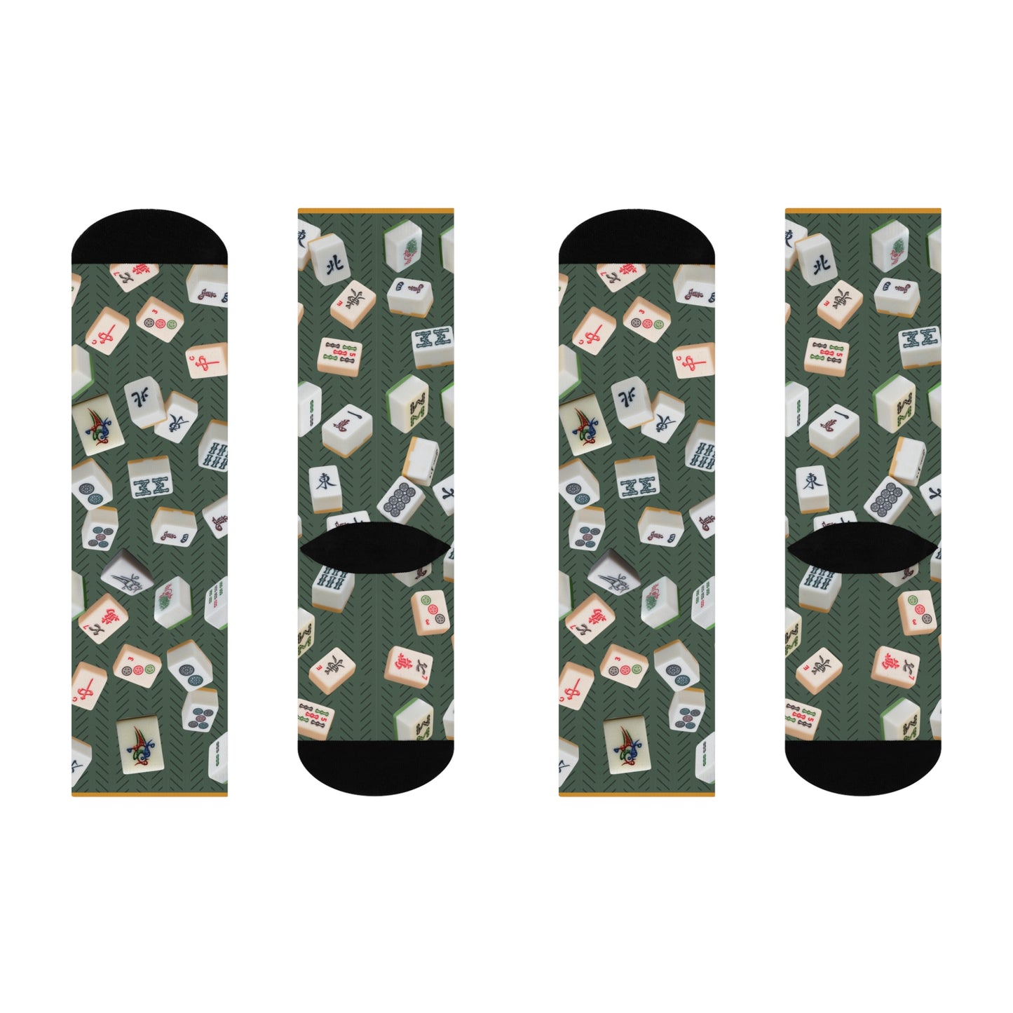Colorful mahjong crew socks with a unisex design inspired by the classic mahjong game