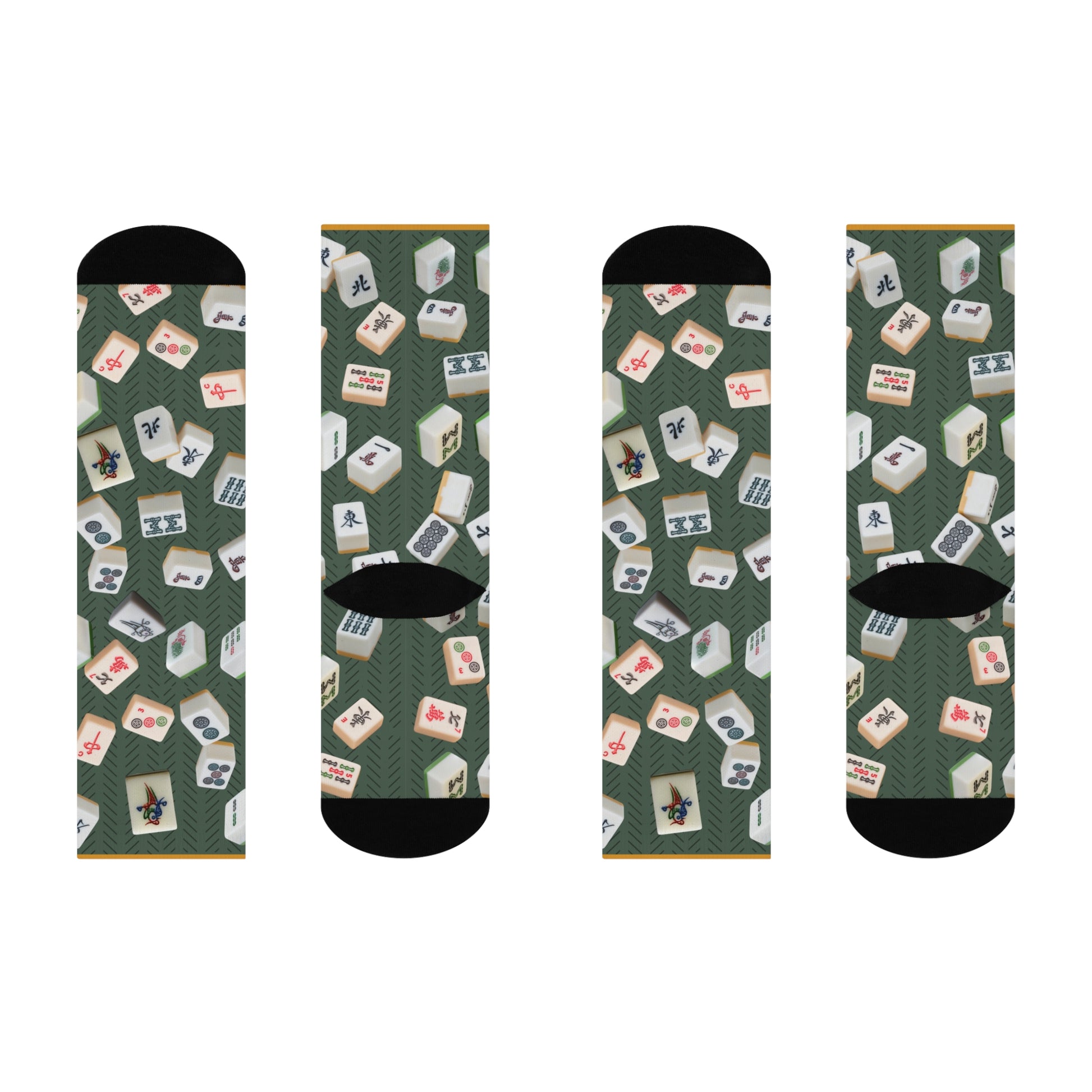 Colorful mahjong crew socks with a unisex design inspired by the classic mahjong game