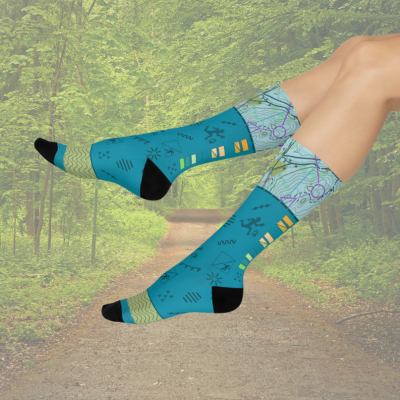 Orienteering Socks Map Symbols Unisex Adult Stretchy Mid Calf Original Atlas Wanderlust