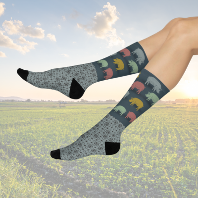 Pig Socks Unisex Adult Stretchy Mid Calf Original Atlas Wanderlust