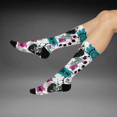 Blink 182 Socks Tom Blinked White Unisex Adult Mid Calf Atlas Wanderlust