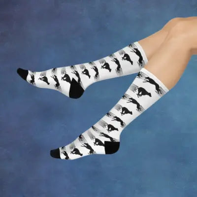 Greyhound Whippet Socks Black and White Unisex Adult Stretchy Mid Calf Original Atlas Wanderlust