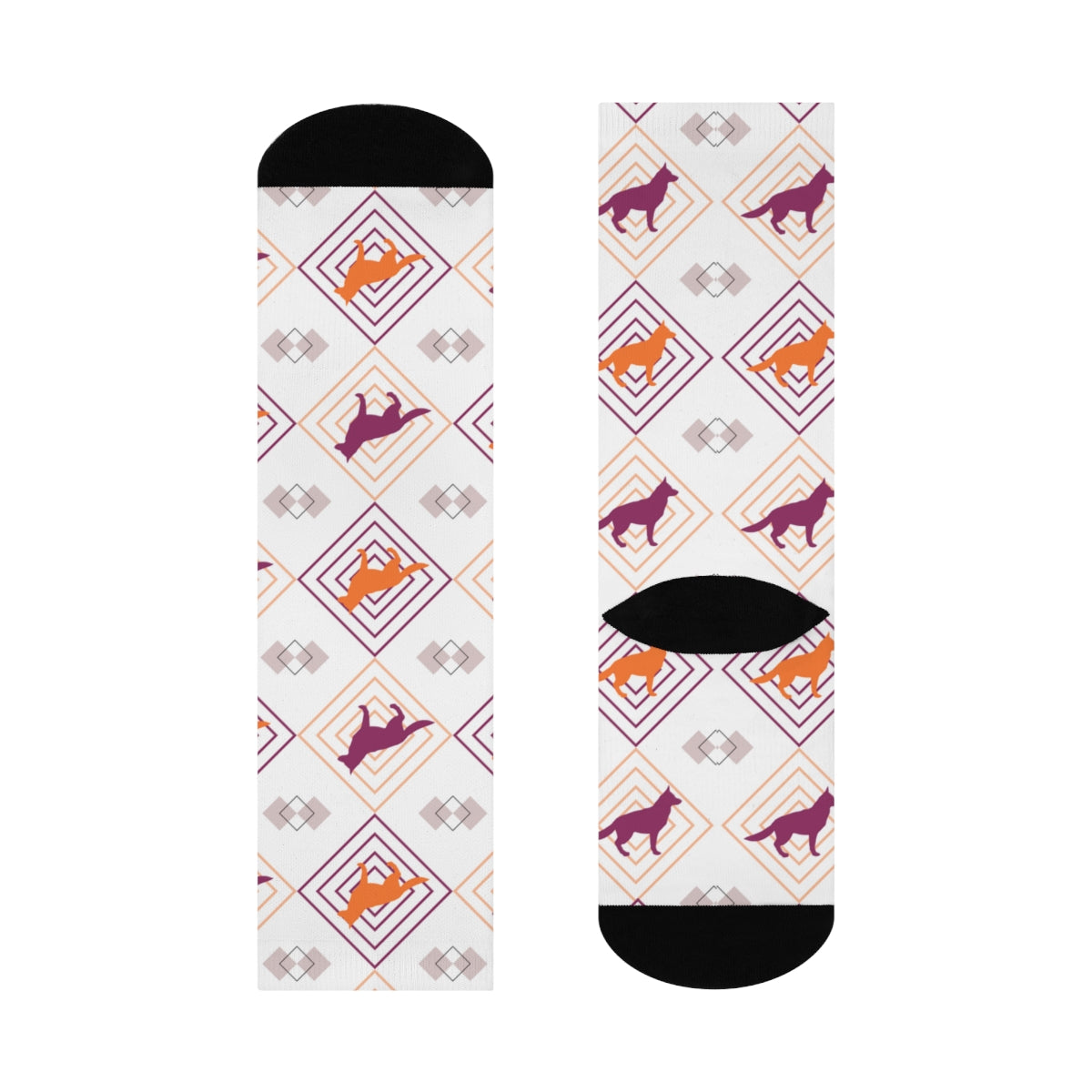 German Shepherd Crew Socks! magenta and pink preppy German Shepherds! great gift for men, women, and teens - The Dapper Dogg