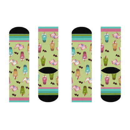 Bubble Tea Socks Tapioca Unisex Adult Stretchy Mid Calf Original Atlas Wanderlust