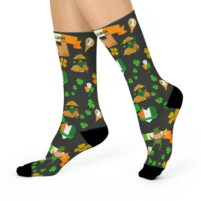 Ireland Socks Luck of the Irish Unisex Adult Stretchy Mid Calf Original Atlas Wanderlust