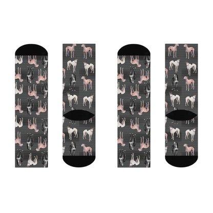 Greyhound Socks Photoshoot Unisex Adult Stretchy Mid Calf Original Atlas Wanderlust