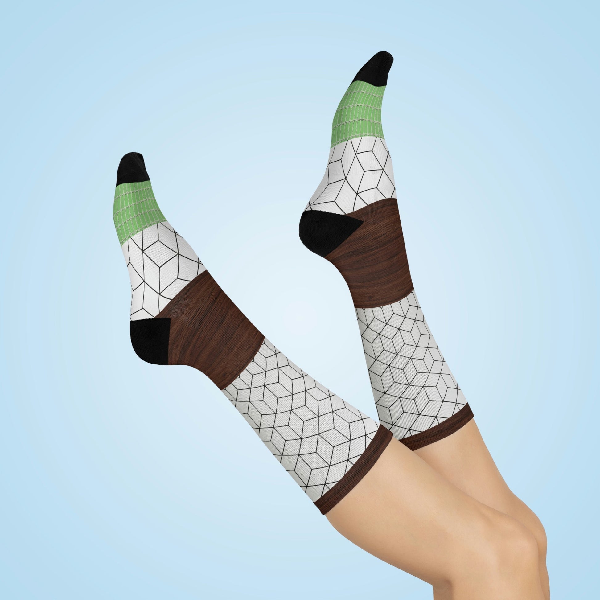 Tile and Wood Socks Flooring Unisex Adult Stretchy Mid Calf Original Atlas Wanderlust