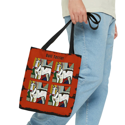 Bull Terrier Tote Bag, Picasso Style Atlas Wanderlust