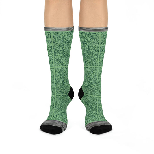 Tile Socks Green Victorian Unisex Adult Stretchy Mid Calf Original Atlas Wanderlust