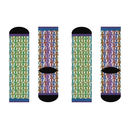 Paper People Socks Nostalgia Unisex Adult Stretchy Mid Calf Original Atlas Wanderlust