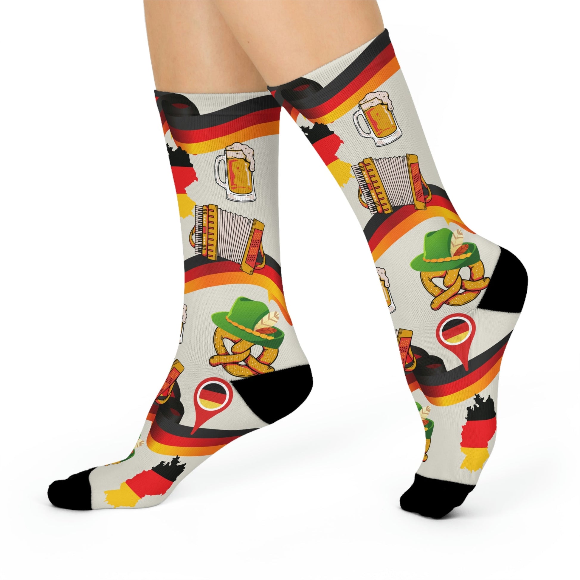German Socks Pretzels Unisex Adult Stretchy Mid Calf Original Atlas Wanderlust