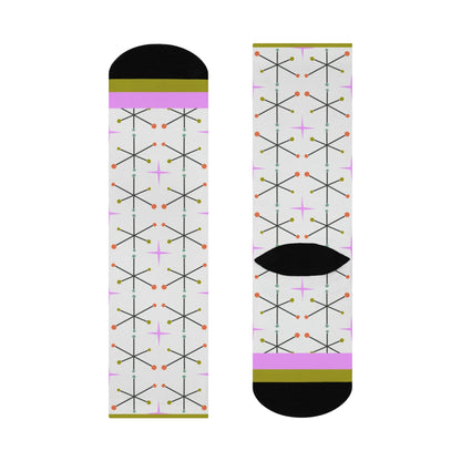 Vintage Starburst Socks Motif Unisex Adult Stretchy Mid Calf Original Atlas Wanderlust