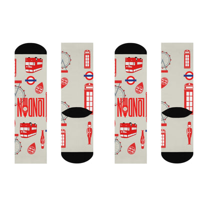 London England Socks Anglophile Unisex Adult Stretchy Mid Calf Original Atlas Wanderlust