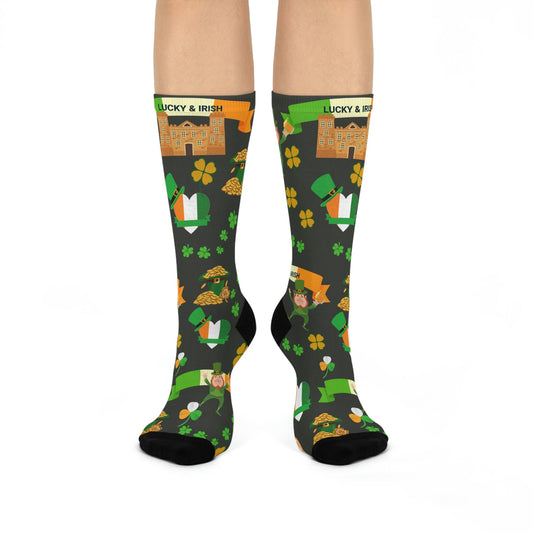 Ireland Socks Luck of the Irish Unisex Adult Stretchy Mid Calf Original Atlas Wanderlust