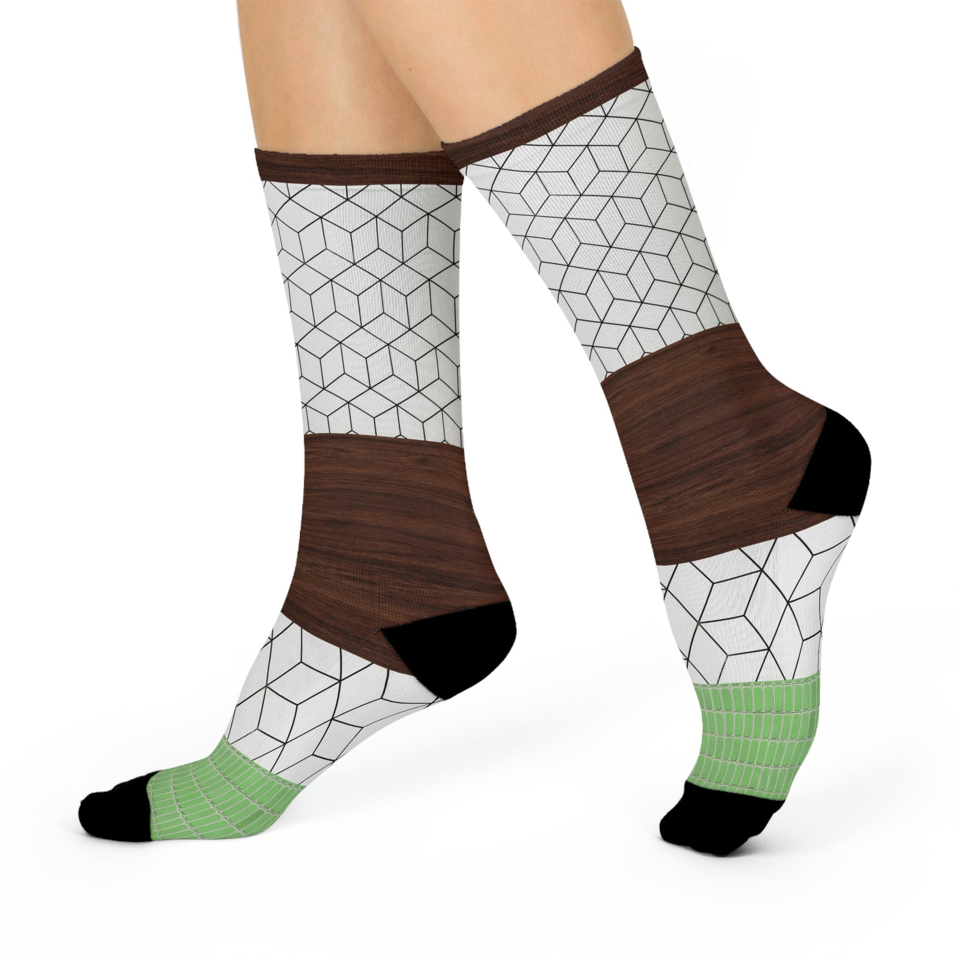 Tile and Wood Socks Flooring Unisex Adult Stretchy Mid Calf Original Atlas Wanderlust