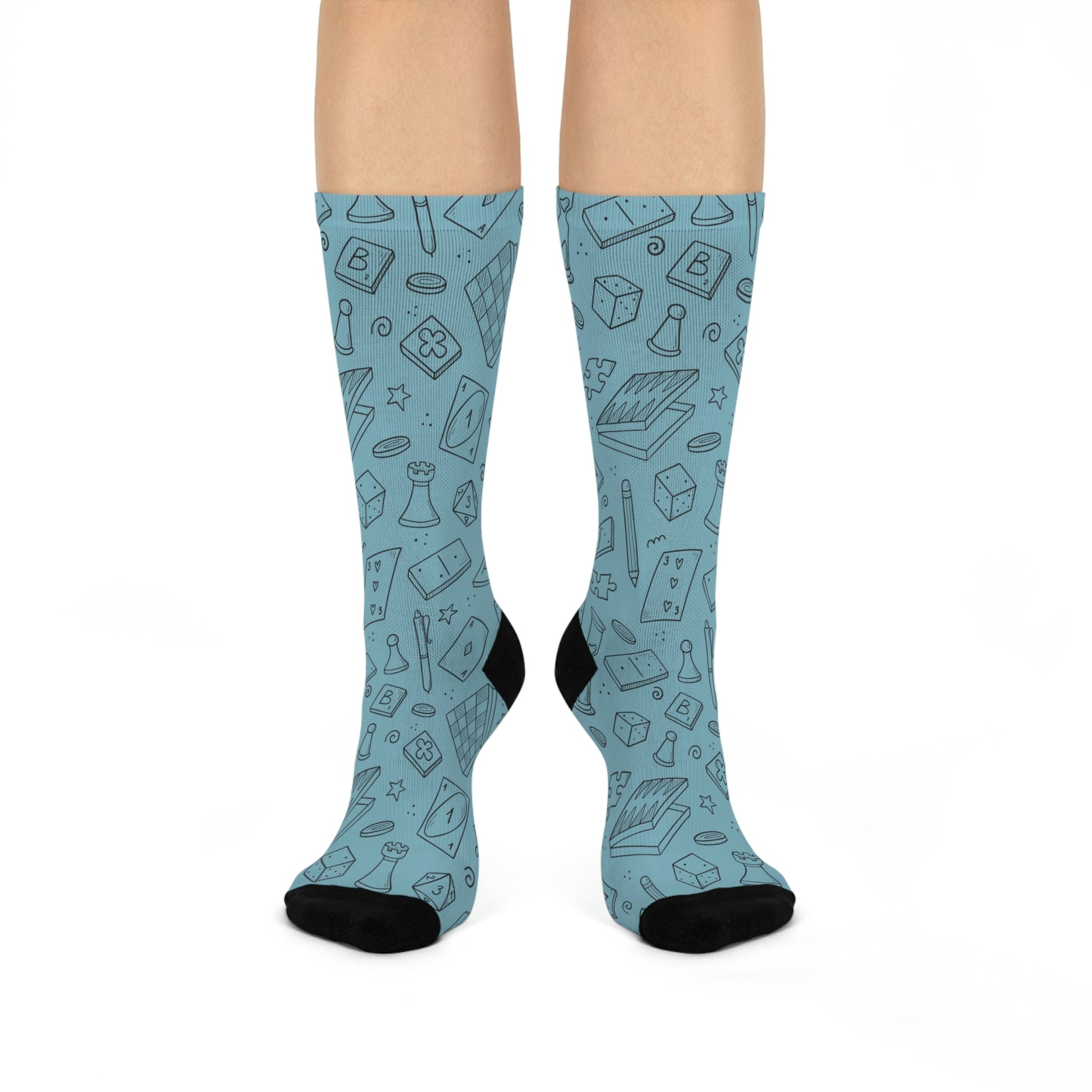 Game Night Socks Unisex Adult Stretchy Mid Calf Original Atlas Wanderlust