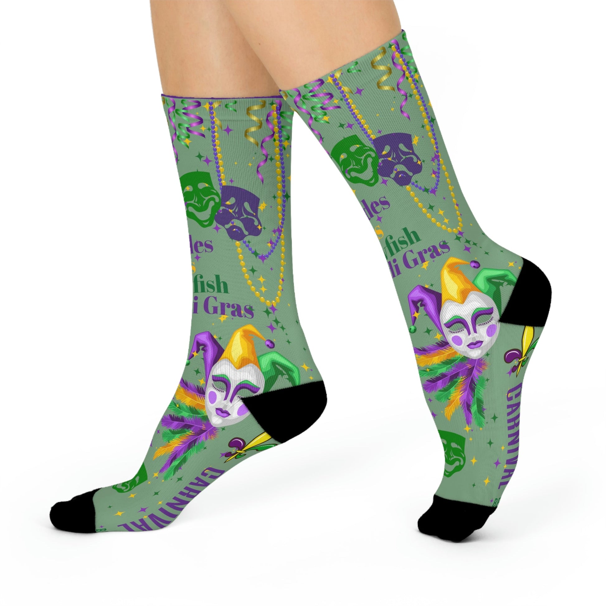 Mardi Gras Socks The Big Easy Unisex Adult Stretchy Mid Calf Original Atlas Wanderlust