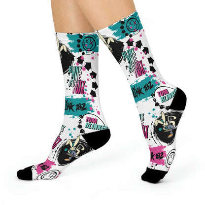 Blink 182 Socks Tom Blinked White Unisex Adult Mid Calf Atlas Wanderlust