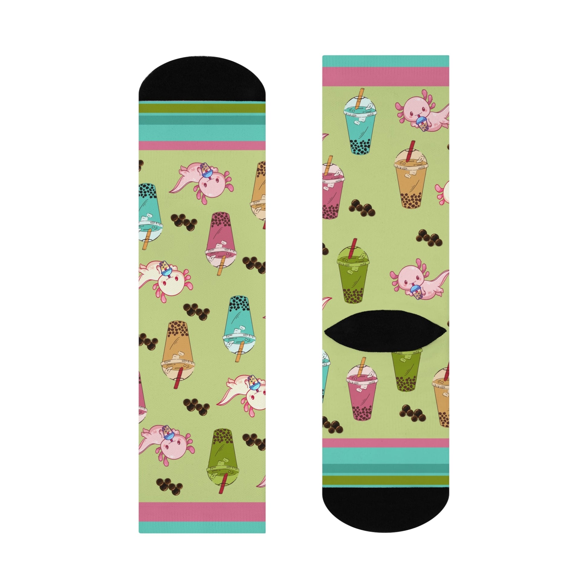 Bubble Tea Socks Tapioca Unisex Adult Stretchy Mid Calf Original Atlas Wanderlust