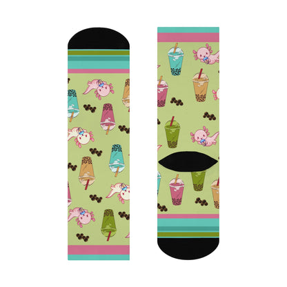 Bubble Tea Socks Tapioca Unisex Adult Stretchy Mid Calf Original Atlas Wanderlust
