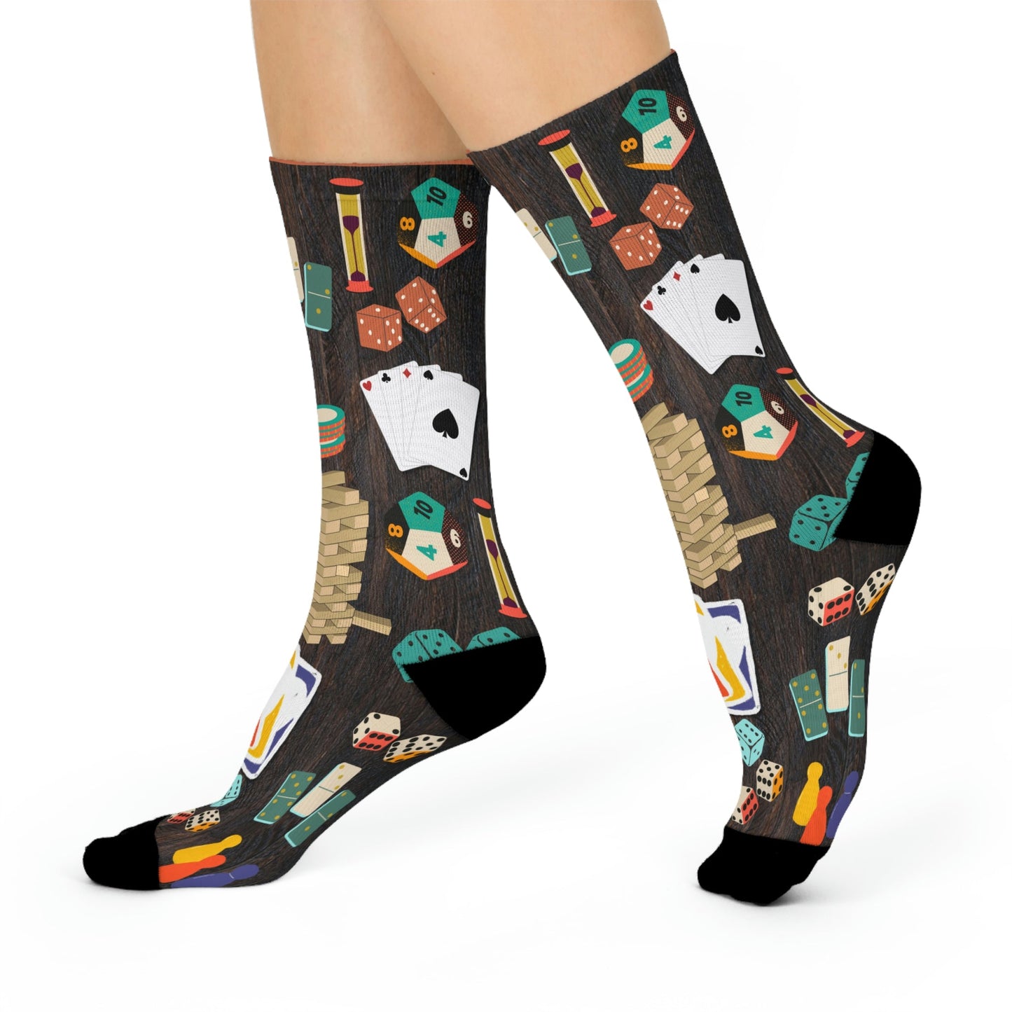 Family Game Night Socks Fun at Large! Unisex Adult Stretchy Mid Calf Original Atlas Wanderlust