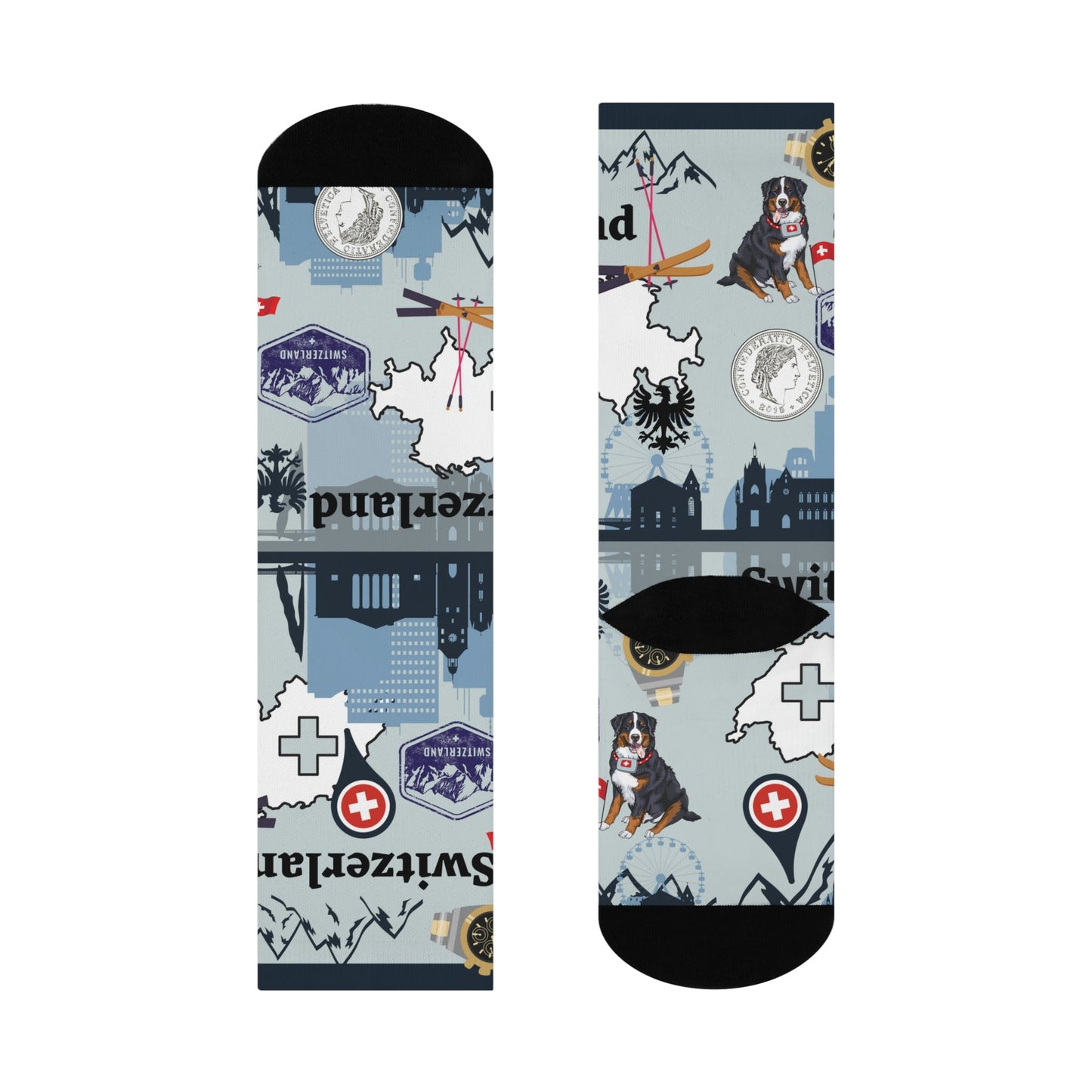 Switzerland Socks Alps Unisex Adult Stretchy Mid Calf Original Atlas Wanderlust