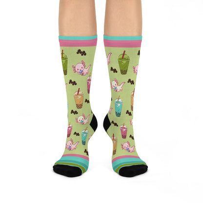 Bubble Tea Socks Tapioca Unisex Adult Stretchy Mid Calf Original Atlas Wanderlust